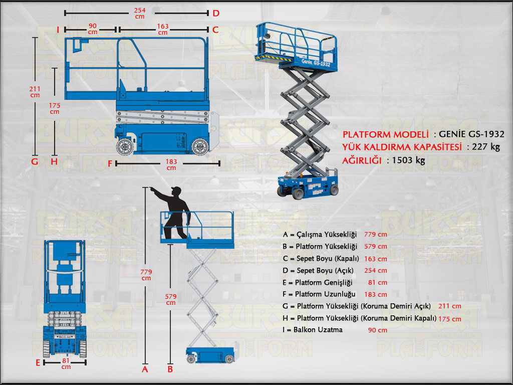8 Metre Akülü Makaslı Manlift Platform