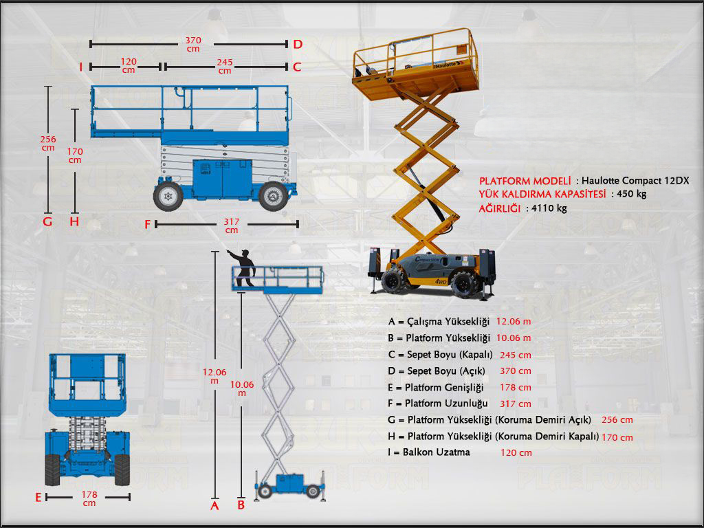 12 Metre Dizel Makaslı Manlift Platform