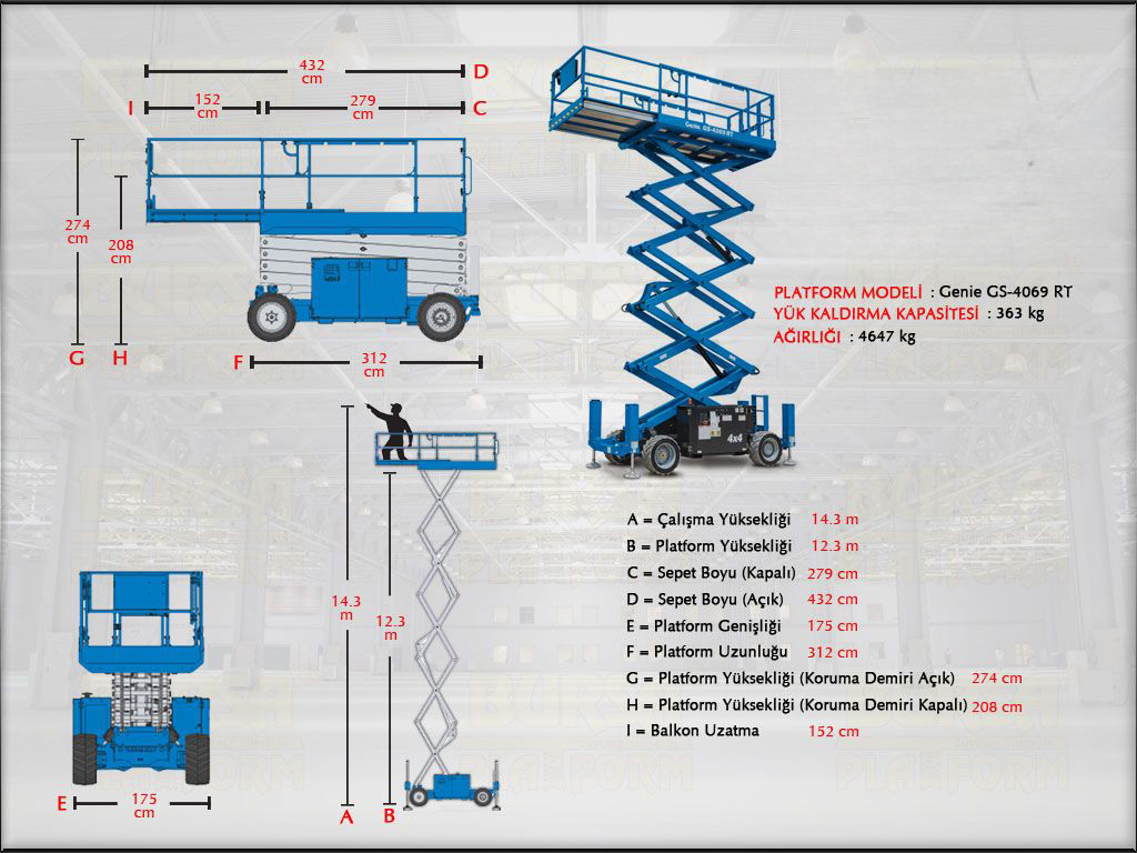 14 Metre Dizel Makasl Manlift Platform